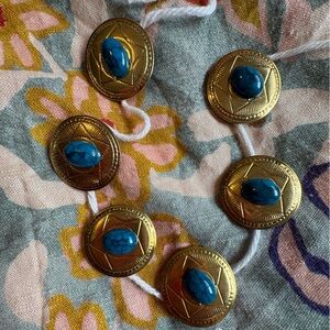 6 pcs Vintage Western Concho Button Covers – Faux Turquoise